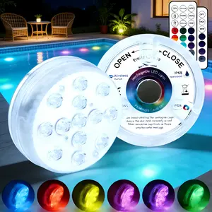 2/4-Pack Submersible 13LED Spot Lights with Remote (Batteries Not Included), RGB Color Changing Mini Lamps for Aquarium, Vase, Pond, Wedding, Halloween & Party Decoration