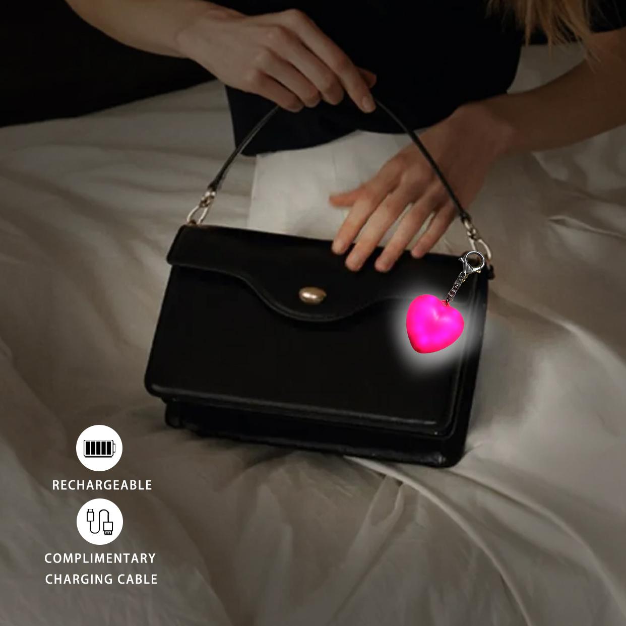 Love Wallet Tote Bag Touch Sensing Light Leather Handbag with Chain Strap for Women Heart-Shaped Illumination Functional & Stylish Accessory