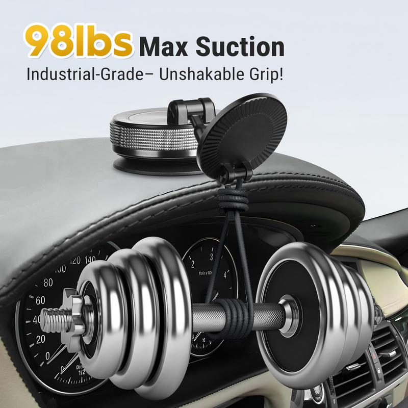Strong Magnetic Car Phone Holder for iPhone 15/14/13/12 - 360° Rotating Foldable Vacuum Suction Mount Fits All Cars & Phones