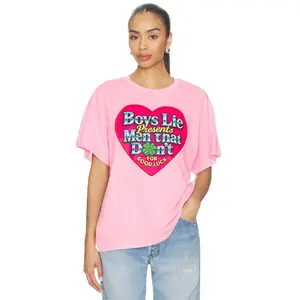 Boys Lie Boys Lie Men Don't Boyfriend Tee in Baby Pink