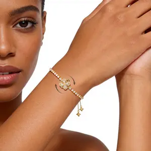 Turandoss Fidget Clover Tennis Bracelet for Women, (6”–9”)Adjustable Spinning Bracelet , Jewelry Gifts SpringStatements