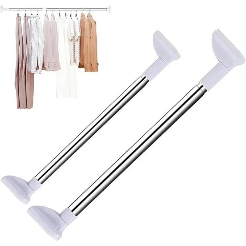 Drill-Free Telescopic Tension Rod for Hanging Clothes, adjustable Extendable Pole Rod Without Drilling, Stainless Steel Curtain Hanging Rack, For Bathroom, Window, Closet, Room Divider (50-80cm)