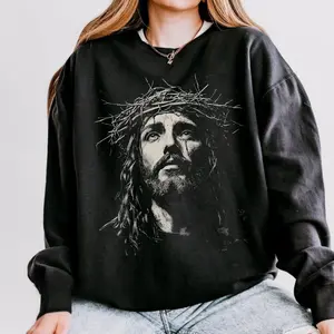 Jesus Sweatshirt Christian Streetwear Religious Gift for Him or Her Faith Apparel, Graphic Jesus Sweatshirt, Women's jesus shirts, Men's Oversized clothing, Unisex Casual Pray Apparel hoodie