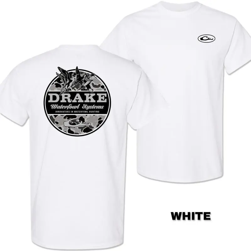 Drake Waterfowl Brown Camo Hunting T-Shirt – Duck Graphic Tee and Outdoor Southern Style Shirt for Men – Menswear Tops, Men's T-Shirts, Waterfowl Hunter Shirt, Vintage Mallard Camo Tee, Country Outdoorsman Apparel, Fall Hunting Season Gift