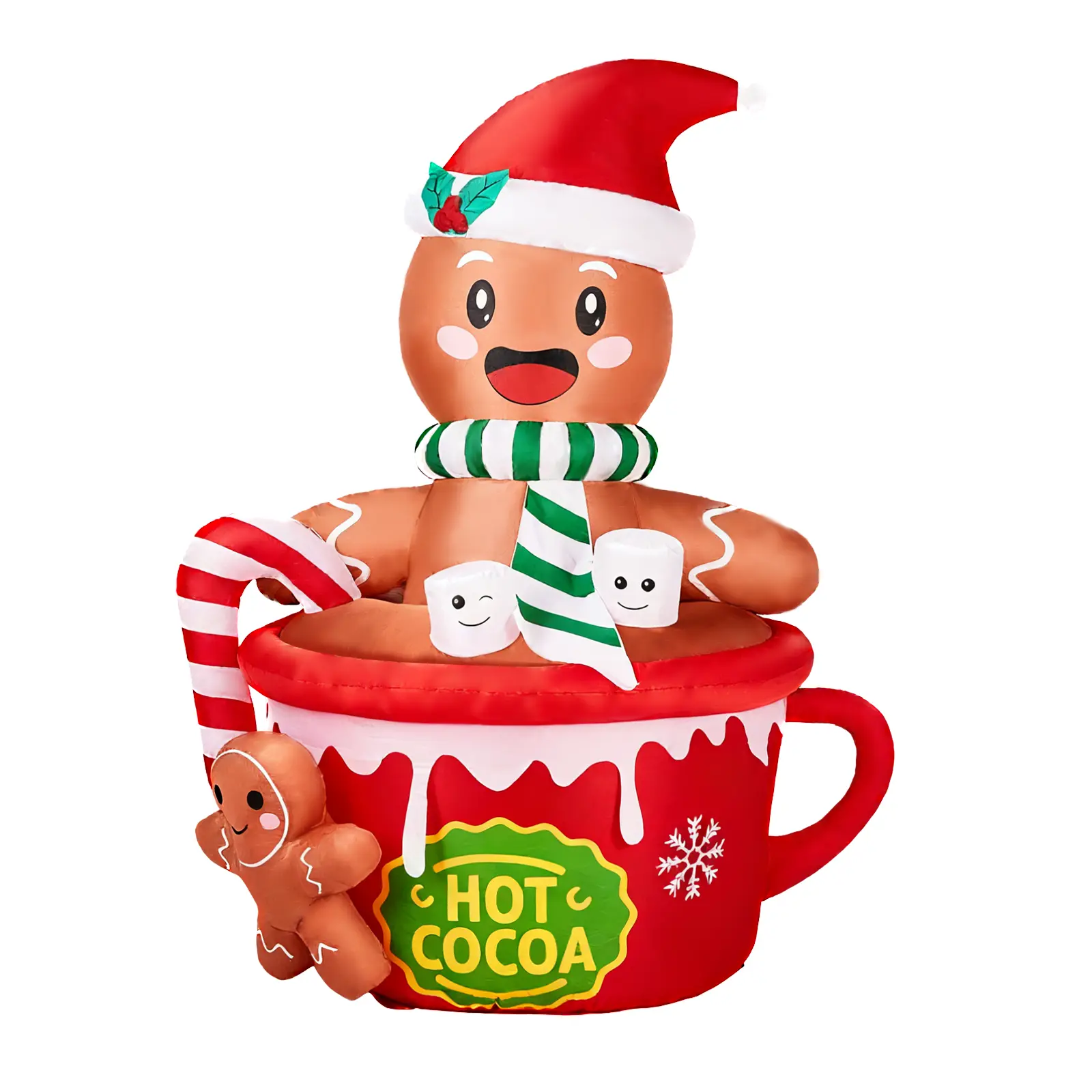 6ft Tall Christmas Gingerbread Inflatable Yard Decoration - Electric Blower, Secure Stakes, Storage Bag, Lights, Boxes, Tree - Indoor/Outdoor Festive Home Decor Gift Supply
