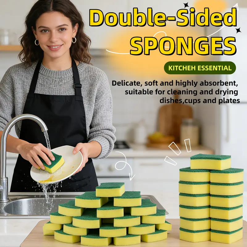 Traceless Dishwashing Sponge - Powerful Cleaning Mat, Quickly and Efficiently Removes Stubborn Stains, Daily Use | Strong Cleaning Effect | Durable Dishwashing Sponge