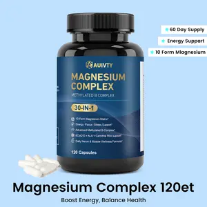 AUIVITY Magnesium Complex – 10 Form Magnesium with Methylated B-Complex, CoQ10, ALA & L-Carnitine – Supports Energy, Nerve, Muscle & Stress Balance – 120 Capsules (60 Day Supply)