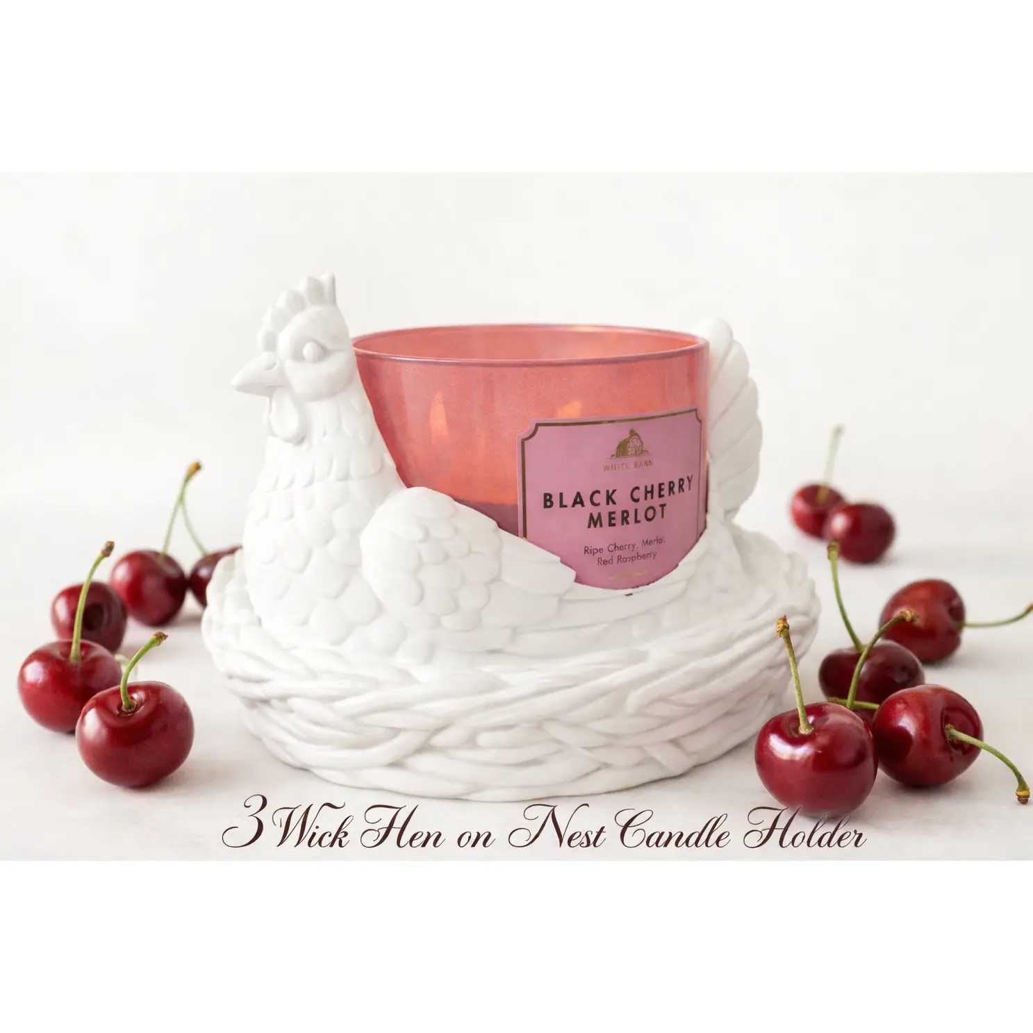 Vintage Hen on Nest 3-Wick Candle Holder