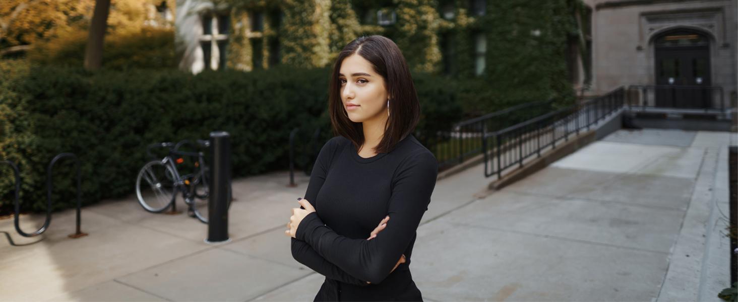 Cymebosilux 4 Pack Women’s Long Sleeve Basic Shirts Crew Neck Slim Fitted Compression Gym Workout Athletic Underscrubs Tops