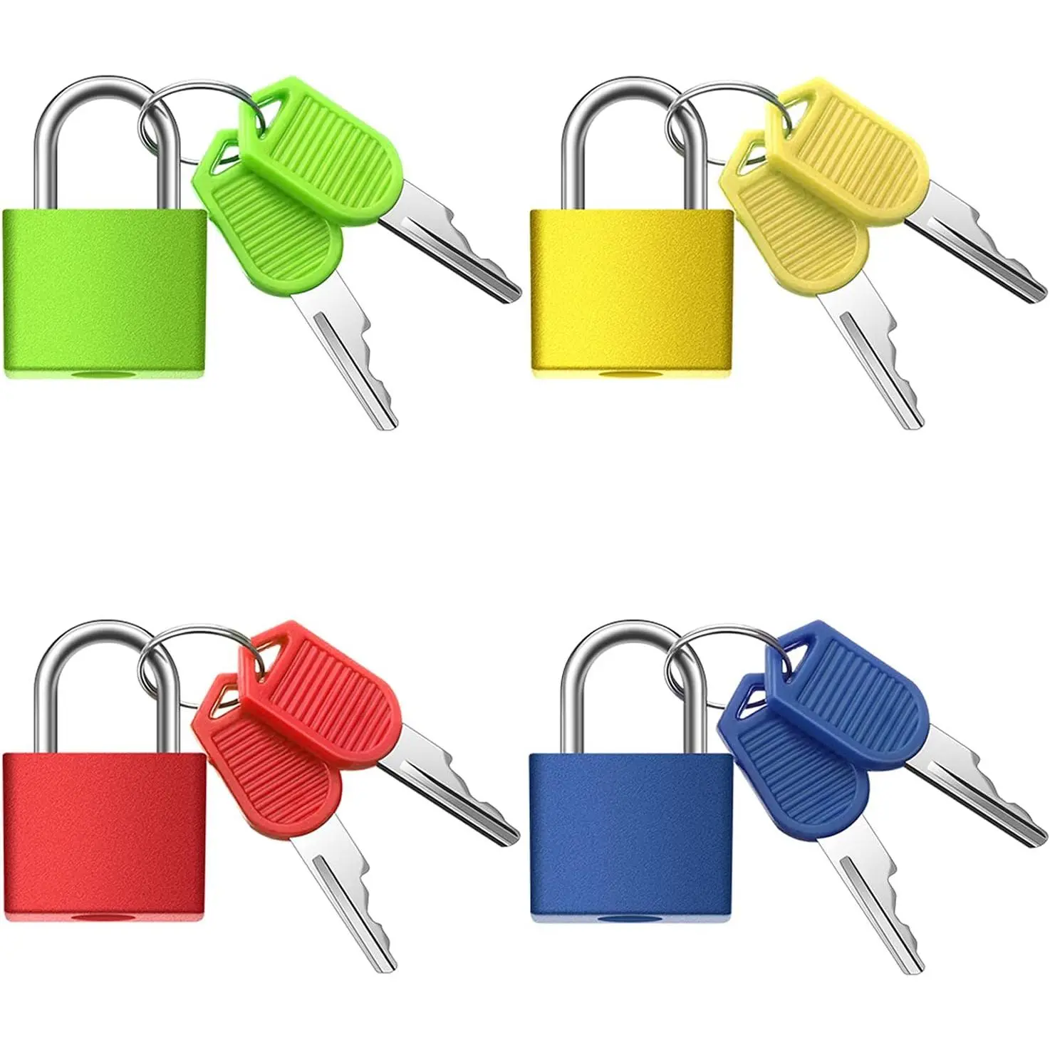 4 Pcs Suitcase Locks with Keys Multicolor Mini Metal Luggage Locks Keyed Padlocks Plastic-Covered Copper Padlocks for Suitcase, Backpack, Boxes Laptop Bag School Locker combination anti-theftSurfoze