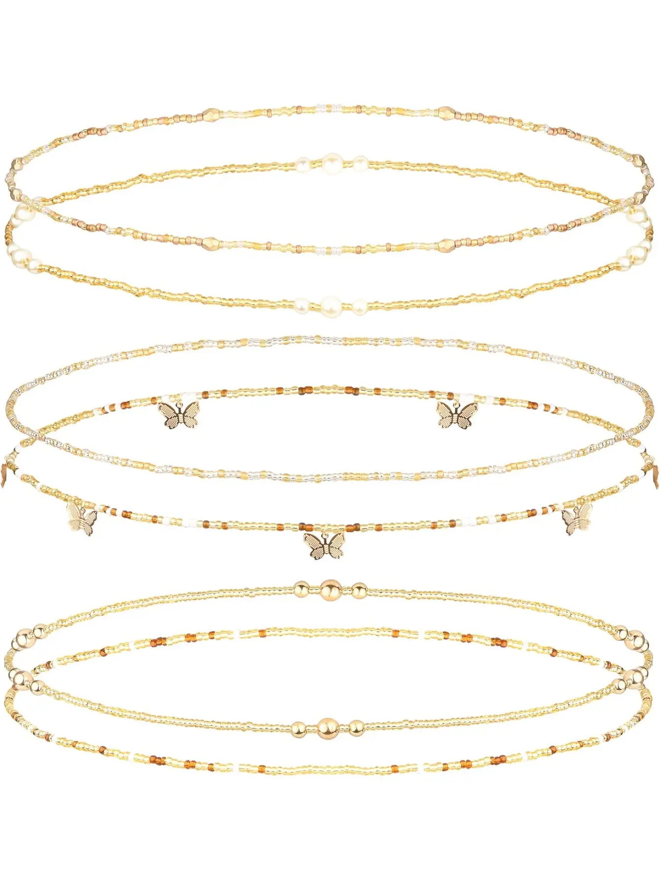 6pcs African Waist Beads for Women, Elastic Beaded Belly Chain, Summer Body Chain, Bikini Jewelry, Waist Bead Bundle