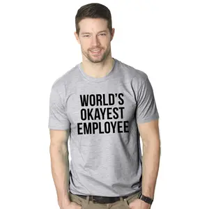 Mens Worlds Okayest Employee T Shirt Funny Sarcastic Office Manager Tee Mens Funny T Shirts Cool Vintage Fashion T-Shirt Gift Classic Menswear Office Apparel for Men Funny Sibling Short Sleeve Novelty Tees for Light Grey