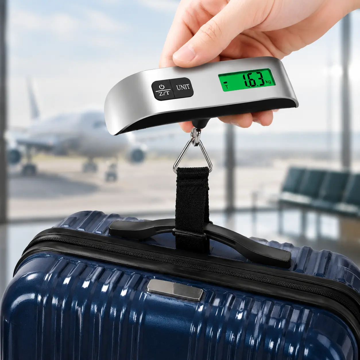 Silver Travel Digital Luggage Scale - Portable Baggage Scale - Suitcase Weight Scale - Ideal for Travel Scale Luggage Weight - 110LB/50KG, Includes Battery - Temperature Display Hanging Scales