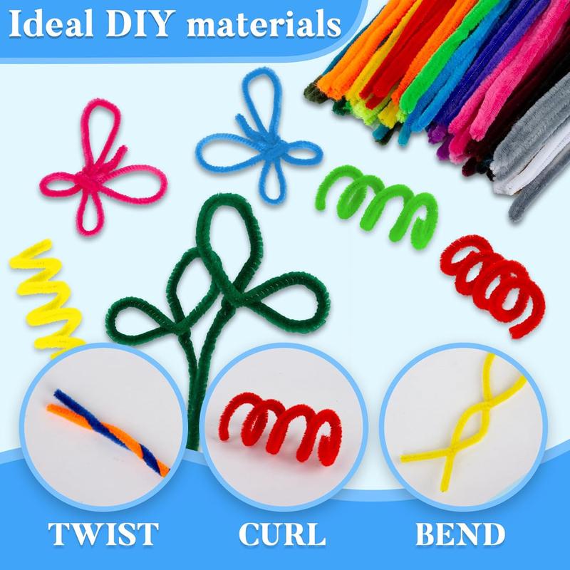 Pipe Cleaners Craft Supplies 200 PCS Chenille Stems Fuzzy Craft Wire Handicrafts Twisting Stick