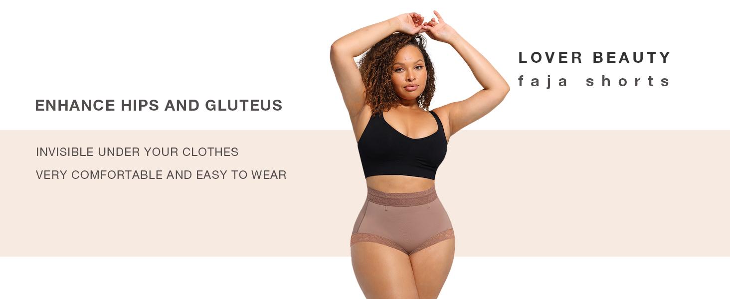 FeelinGirl Black Butt Lifter Shorts Hip Enhancer Tummy Control Shapewear for Women Comfortable Lace Trim Thigh Slimmer Underwear BOYSHORT BOOTYLIFTER