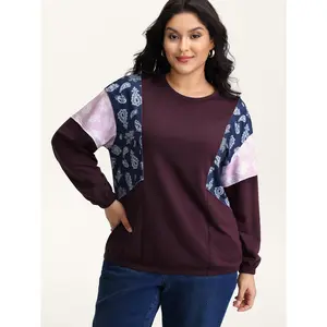 【 Comfy Chic】Bloomchic Floral Print Contrast Relaxed-Fit Sweatshirt