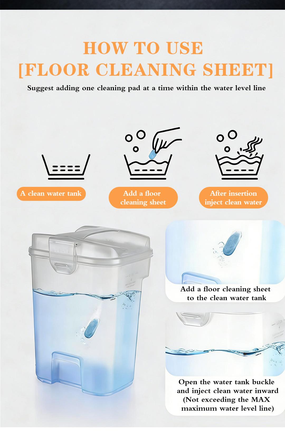 SOPAMI Floor Cleaning Tablets - Safe for Wood Tile Marble Quick Dry No Residue 12 Tablets Lemon Scent