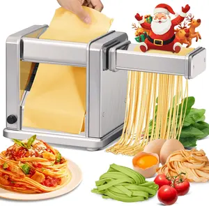 Electric Pasta Maker Stainless Steel Noodle Machine with Roller & Cutter Adjustable 7 Thickness & 2 Width for Spaghetti, Fettuccini, Lasagna, Pie Crust, Dumpling, Wonton
