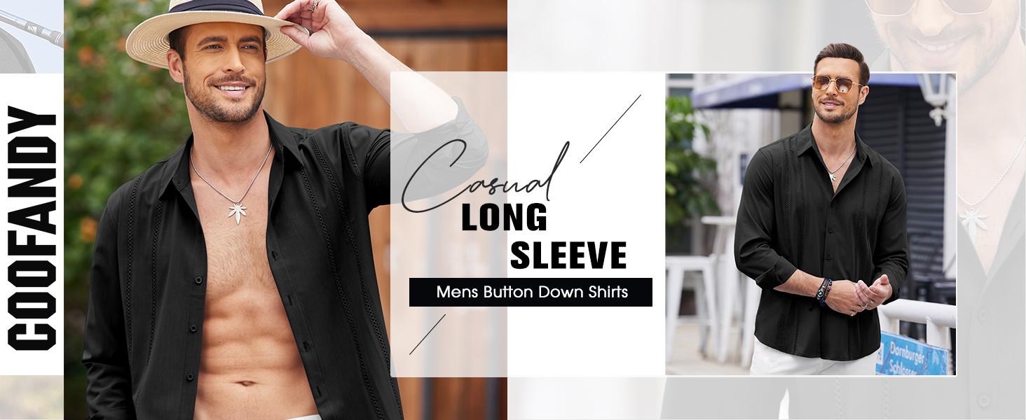 COOFANDY New York Fashion Week Mens Cuban Guayabera Lightweight Shirt Casual Button Down Shirts Long Sleeve Beach Linen Shirts Menswear Tropical COOFANDY New York Fashion Week Mens Cuban Guayabera Lightweight Shirt Casual Button Down Shirts Long Sleeve Beach Linen Shirts Menswear Tropical