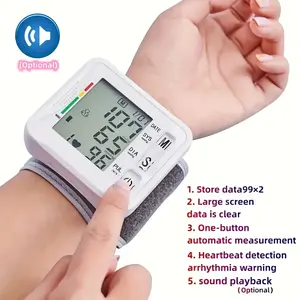 1pc Wrist Blood Pressure Monitor with LCD Display, Adjustable Cuff, Pulse Rate Detection, and Irregular Heartbeat Alert - Battery Operated (Batteries Not Included), Blood Pressure Measurement | Comprehensive Display | Sound Playback FeatureGift