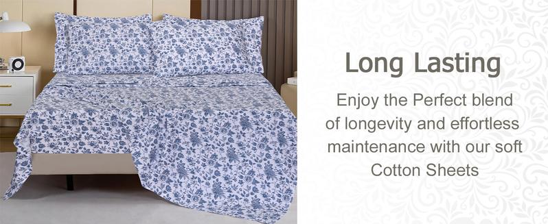 Ruvanti 100% Cotton Percale 6 Pcs Sheet Set – Ultra Soft Hotel-Quality Bedding with Deep Pockets, Breathable, Elegant Design, Soft Touch, OEKO-TEX Certified