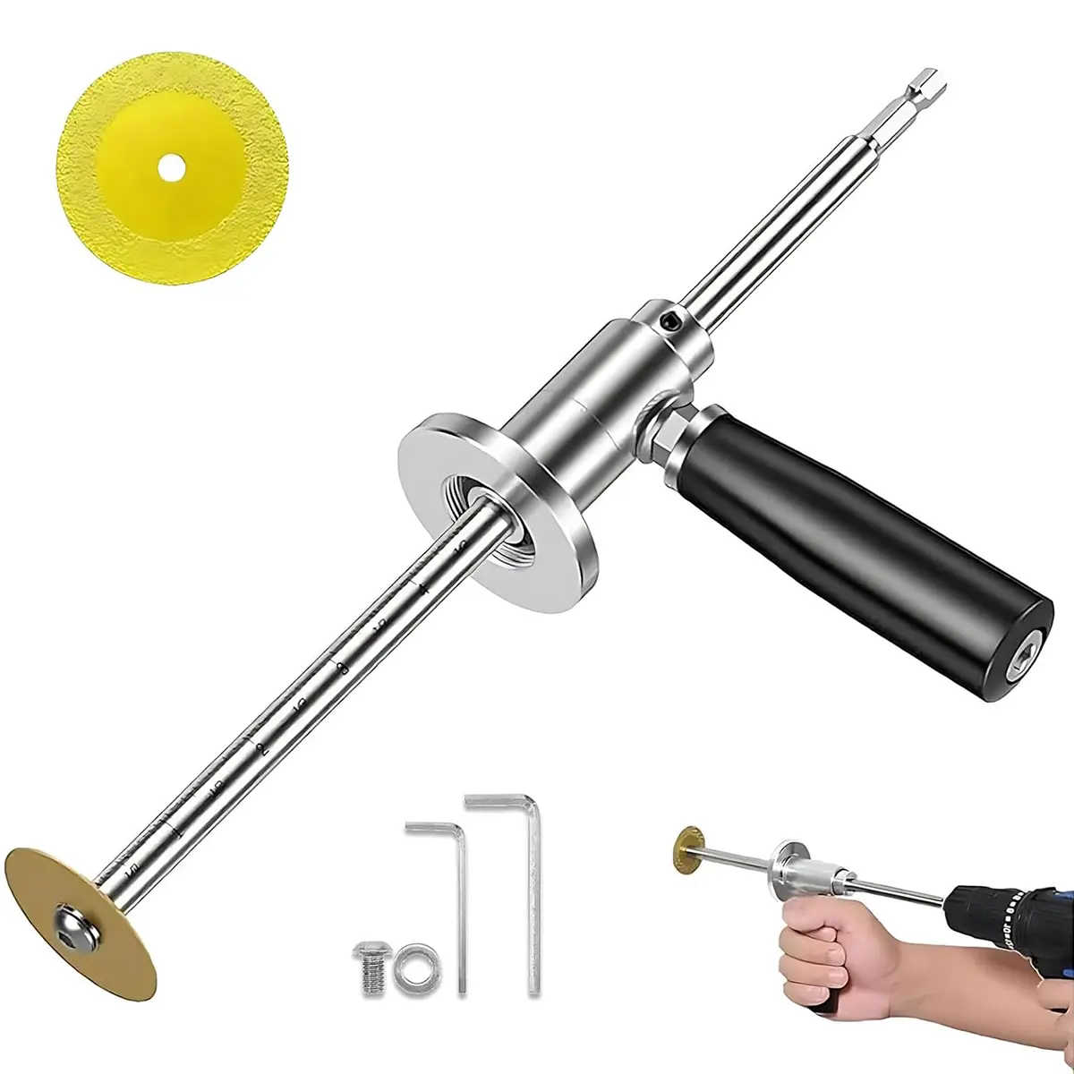 Fathersdaygift PVC Pipe Inside Cutter with Diamond Grit Cutting Wheel & 7 Inch Adjustable Depth 1/4 Inch Hex Shank Compatible with Impact Drivers and Drills Fathers Day Gifts