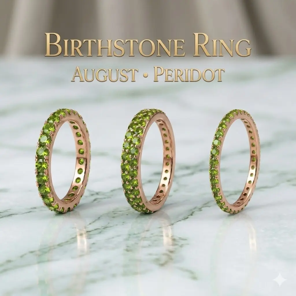 Women's Birthstone Ring, August Peridot Jewelry for Women