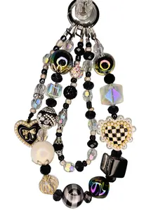 Cute Custom Jeweled Bag Charm with Heart and Checkerboard Design for Pop Appeal