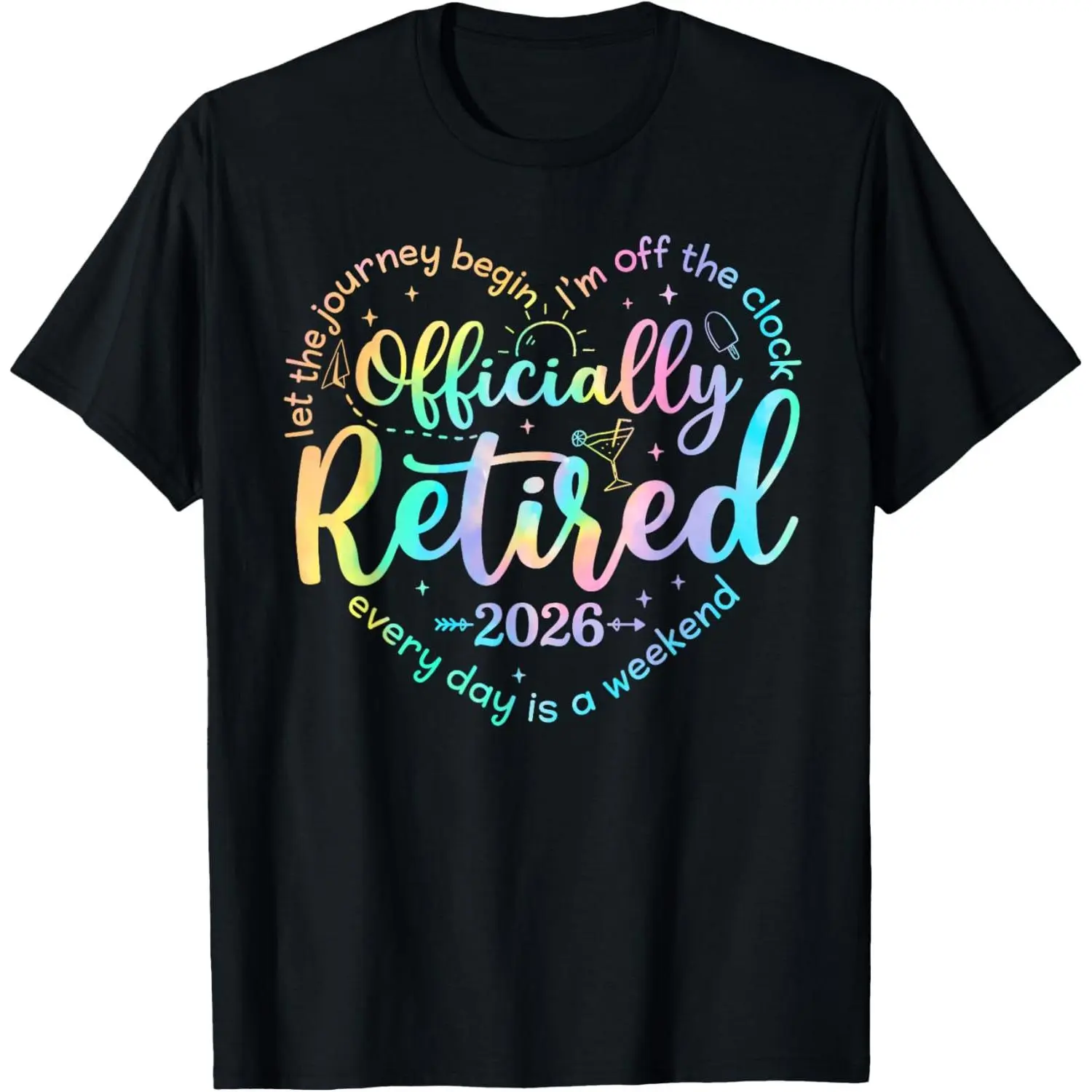 Women's Funny Retirement Graphic T-Shirt, Vintage "Officially Retired 2026" Short Sleeve Cotton Top for Everyday Wear