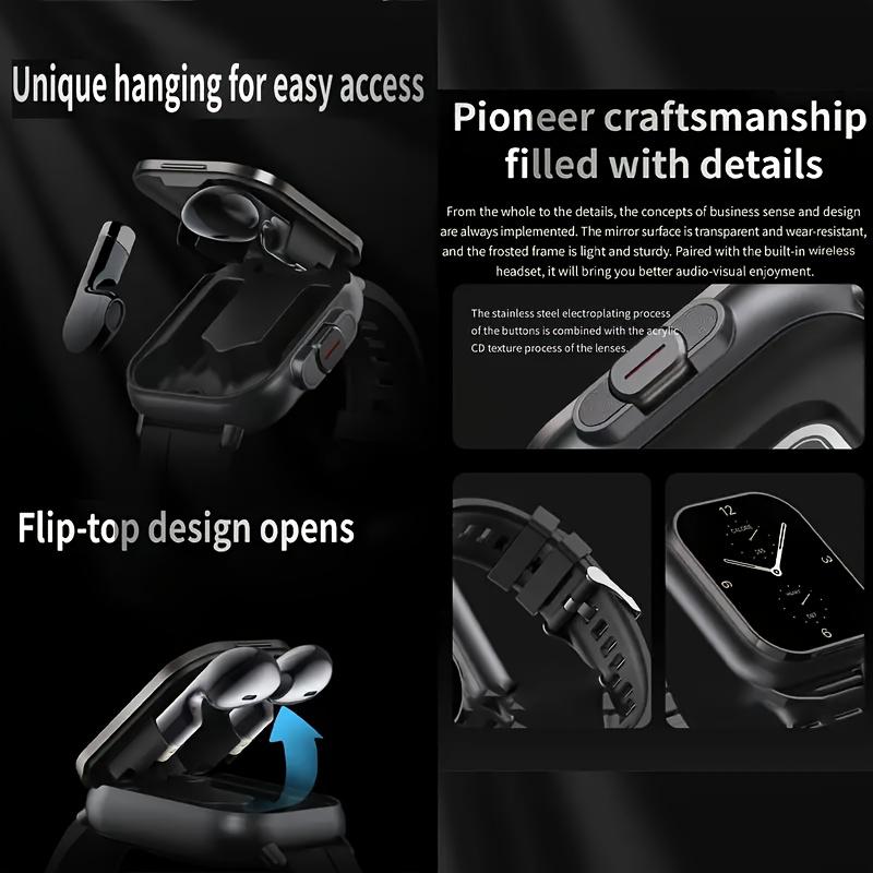 All-in-One Smartwatch with Video Call & Crown Flip Camera! 2.1" HD Touchscreen, Built-in Wireless Earbuds, Fitness Tracker for Android iPhone. Make Calls, Music, 10+ Sports Modes. # 1 Gift Idea! ​ Wearable Medical Smartphone