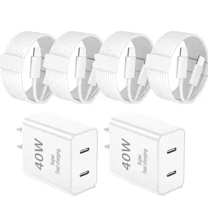 Dual Port 45W iPhone 17 16 15 Fast Charger Block and 6ft 10ft Type C to USB C Cable Cord Long, iPad Wall Charging Plug Cube Brick for Apple iPhone 17 Pro Max/17 Air/16 e/16 Pro/15 Plus/15 Mini/Samsung Dual Port Compatible Cellphone