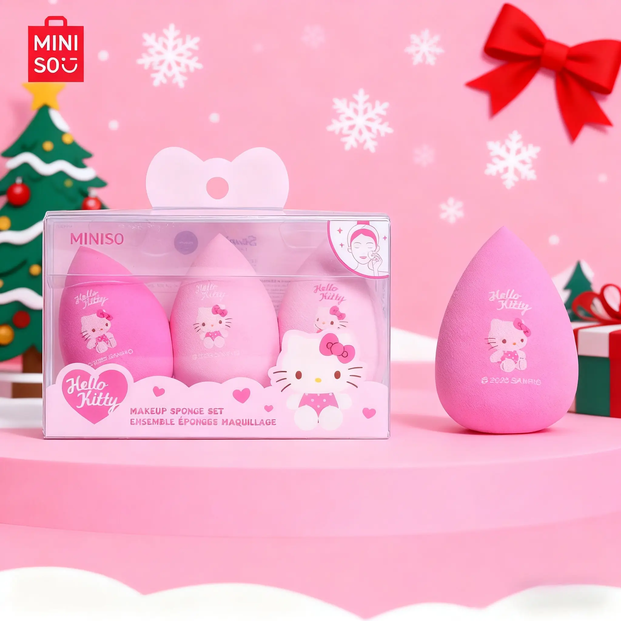 Hello Kitty Beauty Blend Eggs Set, Beauty Blenders, Essential Beauty Products Cosmetics Makeup Tool for Girls, Perfect for Travel and Dates, Includes 3 Makeup Sponges