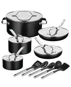 Gotham Steel Nonstick Ceramic Titanium Reinforced 15-Pc Cookware Set with Cool-Touch Handles for Easy Cooking & Cleaning Dishwasher Friendly - Stove