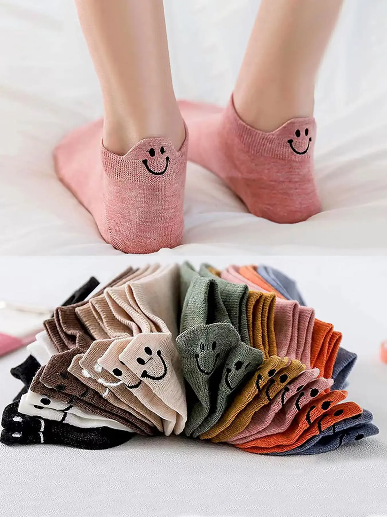 Cute Women's Embroidered Socks 10 Pairs, Breathable Soft Comfy Hosiery Elastic Low-Cut, Casual Lightweight Beautiful for Pregnant Women
