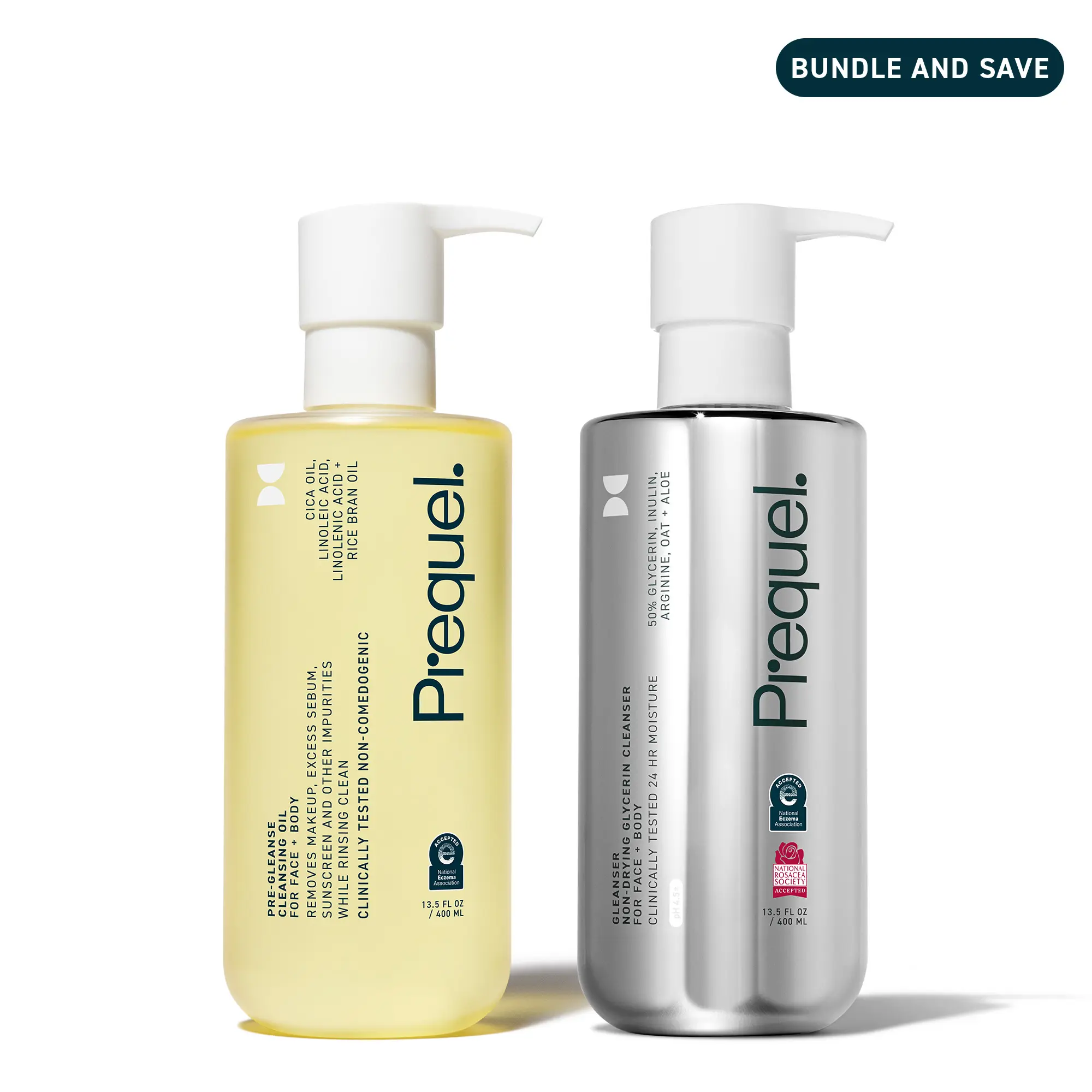 Derm-Approved Double Cleanse - Value Size Gleansing Duo - Jumbo Pre-Gleanse Oil Cleanser + Gleanser