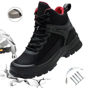 New Upgrade High Top Safety Shoes for Men with Steel Toe Protection & Stab Resistance Kevlar Material Lightweight Non-Slip Rubber Soles Ideal for Outdoor Work