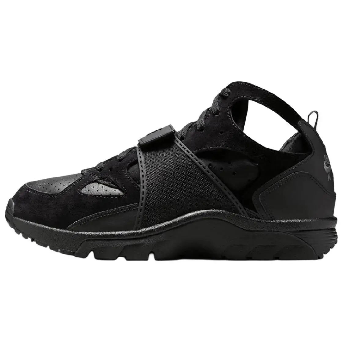 Nike Air Trainer Huarache 'Triple Black' Sports Shoe, Rubber-Soled Running Sneaker, Men's Sports Footwear