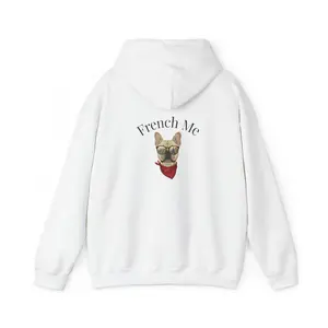 French Me Hoodie – Minimal Heart Detail & French Bulldog Back Graphic