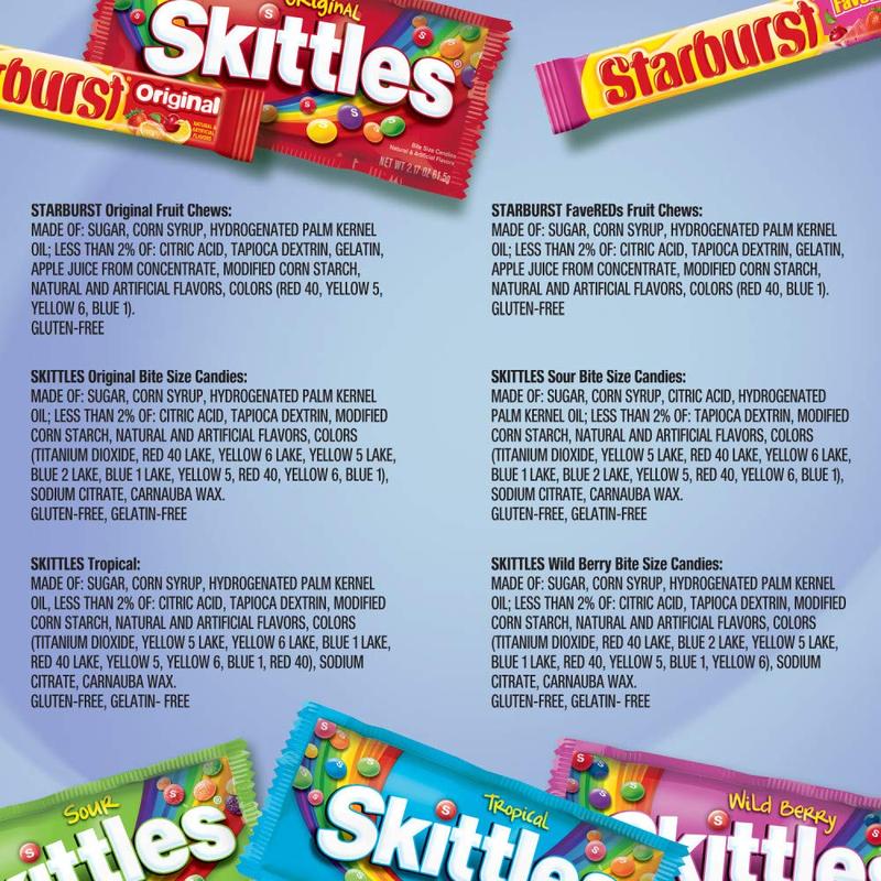 SKITTLES & STARBURST Variety Pack Full Size Chewy Candy Assortment, 62.79 oz, 30 Count (Pack of 2)  Snack