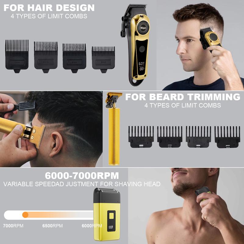 Wtispot Professional Blonde Hair Clipper & Trimmer Kit for Men USB Rechargeable Barber Set with LCD Display Adjustable Blade and Professional Trimmer professional hair clippers for men Wtispot Professional Blonde Hair Clipper & Trimmer Kit for Men USB Rechargeable Barber Set with LCD Display Adjustable Blade and Professional Trimmer professional hair clippers for men