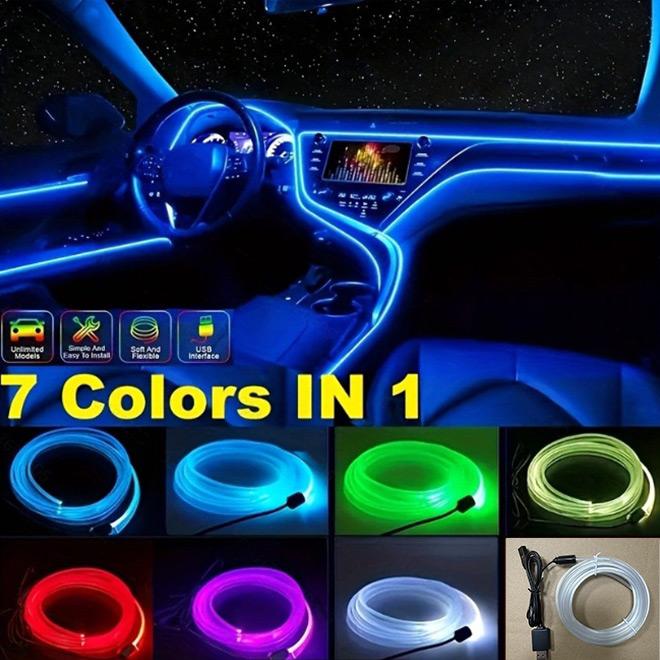 USB Powered Car Interior LED Light with Fuse Protection, Multiple Color Modes 5M Fiber Ambient Light, Car Interior Decorative Light, Create A Cool Ambiance In Your Car