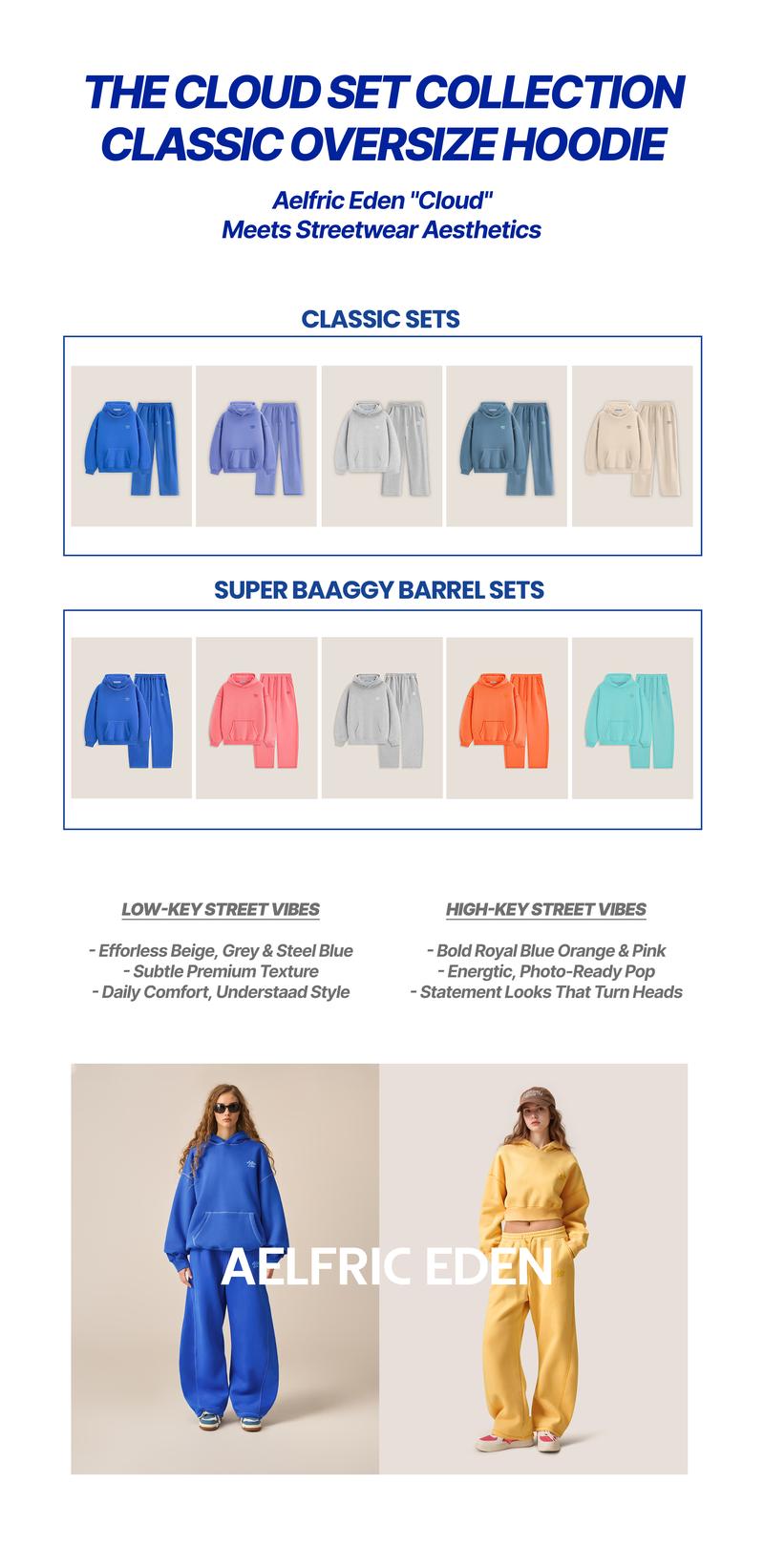 Aelfric Eden Y2K Cropped Hoodie Baggy Barrel Sweatpants Set 2 Piece Outfits Cozy Fleece Lounge Sweatsuit