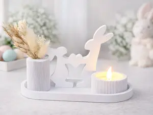 Easter Bunny Candle Holder & Flower Vase Decor – Spring Table Centerpiece (4 pieces set)