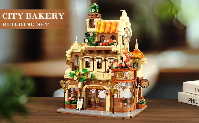 City Bakery Cafe House Building Set with Light, 1289 PCS Baking Shop Toy for Ages 8-12+ - Includes Coffee Cake, Soft Bread, and Light Sets Adjustable City Bakery Cafe House Building Set with Light, 1289 PCS Baking Shop Toy for Ages 8-12+ - Includes Coffee Cake, Soft Bread, and Light Sets Adjustable