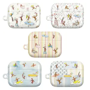 Curious George Whimsical Adventure Aesthetic Case Cover for Apple AirPods Pro 1 2 3 4, AirPods 1 2 3