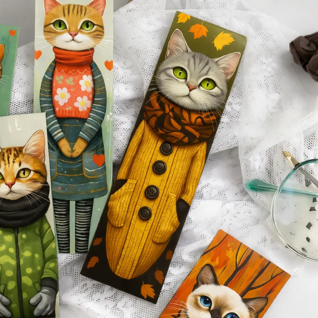 32pcs Expressive Animal Cartoon Deadpan Cat Collectible Bookmarks - Quirky Designs, Office Accessories, Office Stationery, Back to School Supplies, Bookshelf-Compatible Page Markers