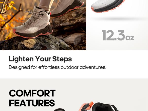 NORTIV 8 Women's Lightweight Hiking Boots Waterproof Trekking for Outdoor Footwear Rubber Outsole Eva Foam Insole Mesh Lining