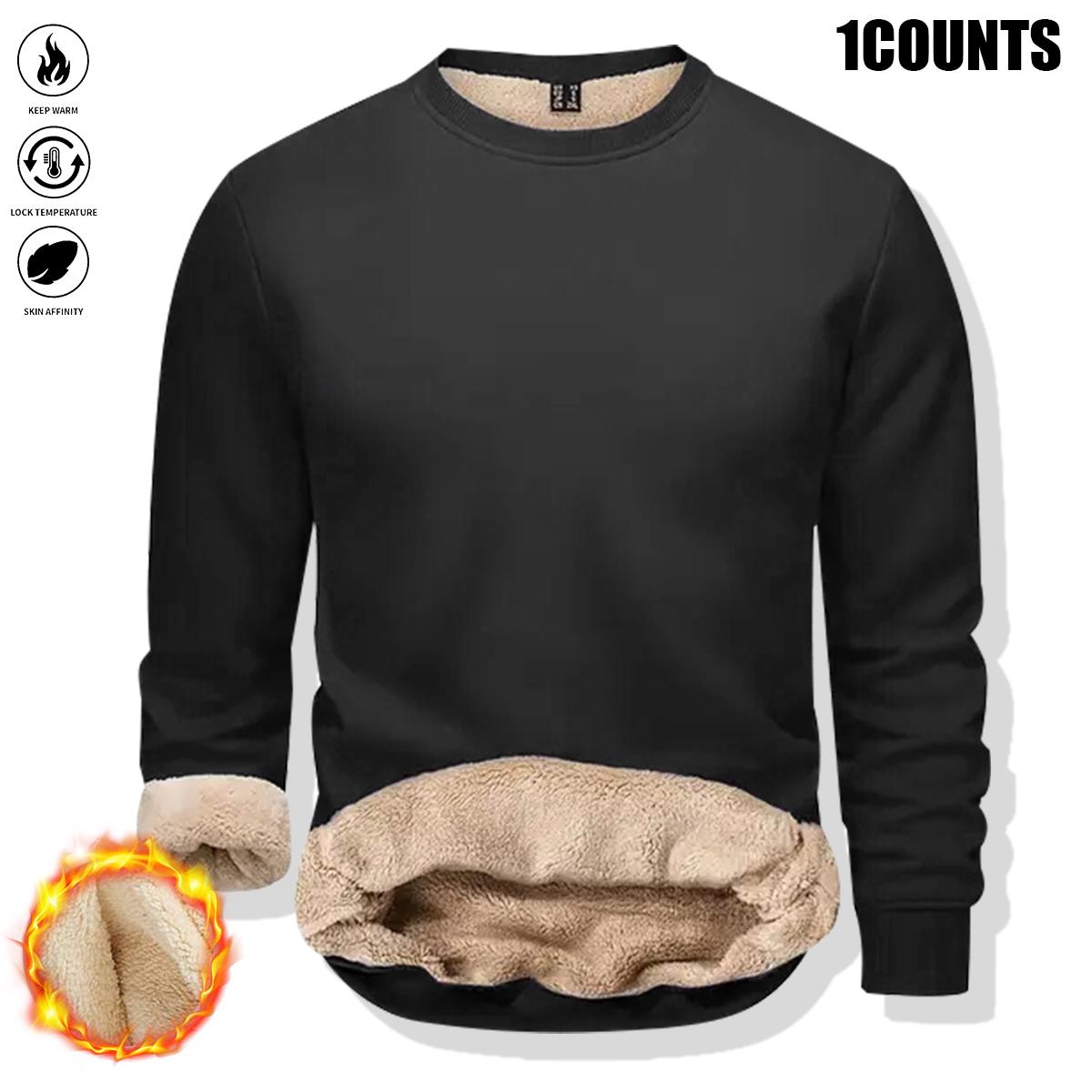 3COUNTS Men's Heavyweight Crew Neck Sweatshirt Autumn Winter Warm Pullover Knitwear No Stretch Fabric Long Sleeve Casual Sports Cold Weather Essential Winter Sweater Outdoor Activities Classic Comfort Fabric Middleweight Windproof