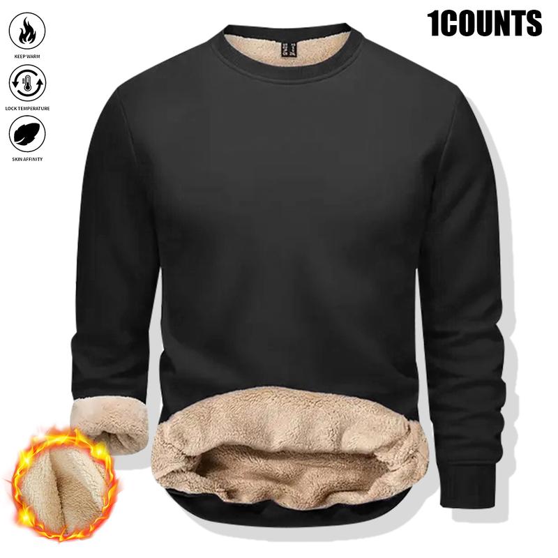 3COUNTS Men's Heavyweight Crew Neck Sweatshirt Autumn Winter Warm Pullover Knitwear No Stretch Fabric Long Sleeve Casual Sports Cold Weather Essential Winter Sweater Outdoor Activities Classic Comfort Fabric Middleweight Windproof