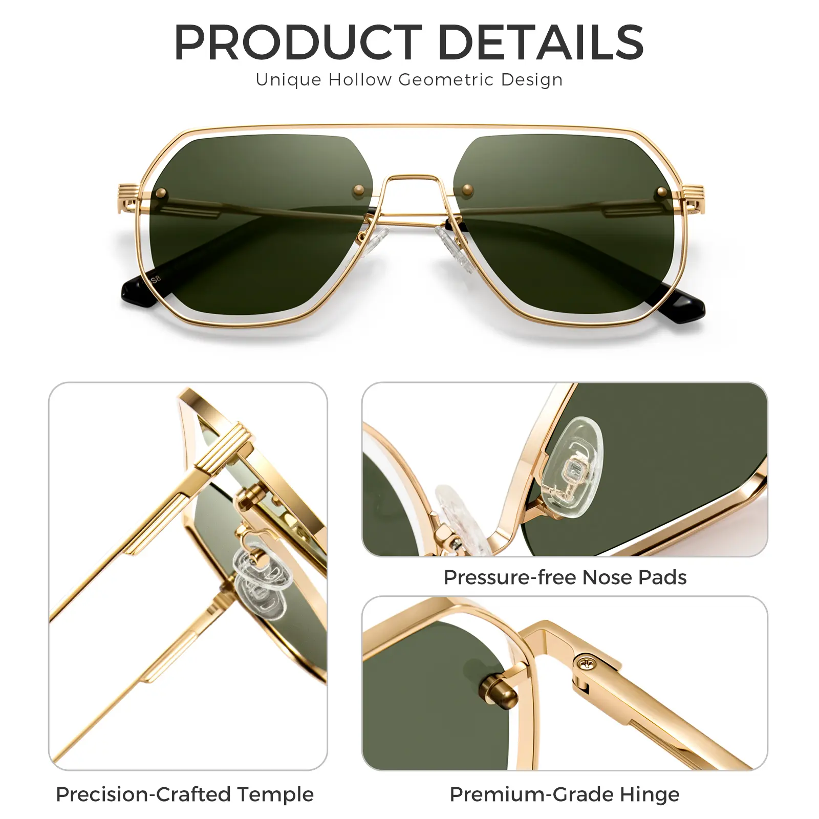 SummerVibes】SUNGAIT Hollow Geometric Aviator Sunglasses for 